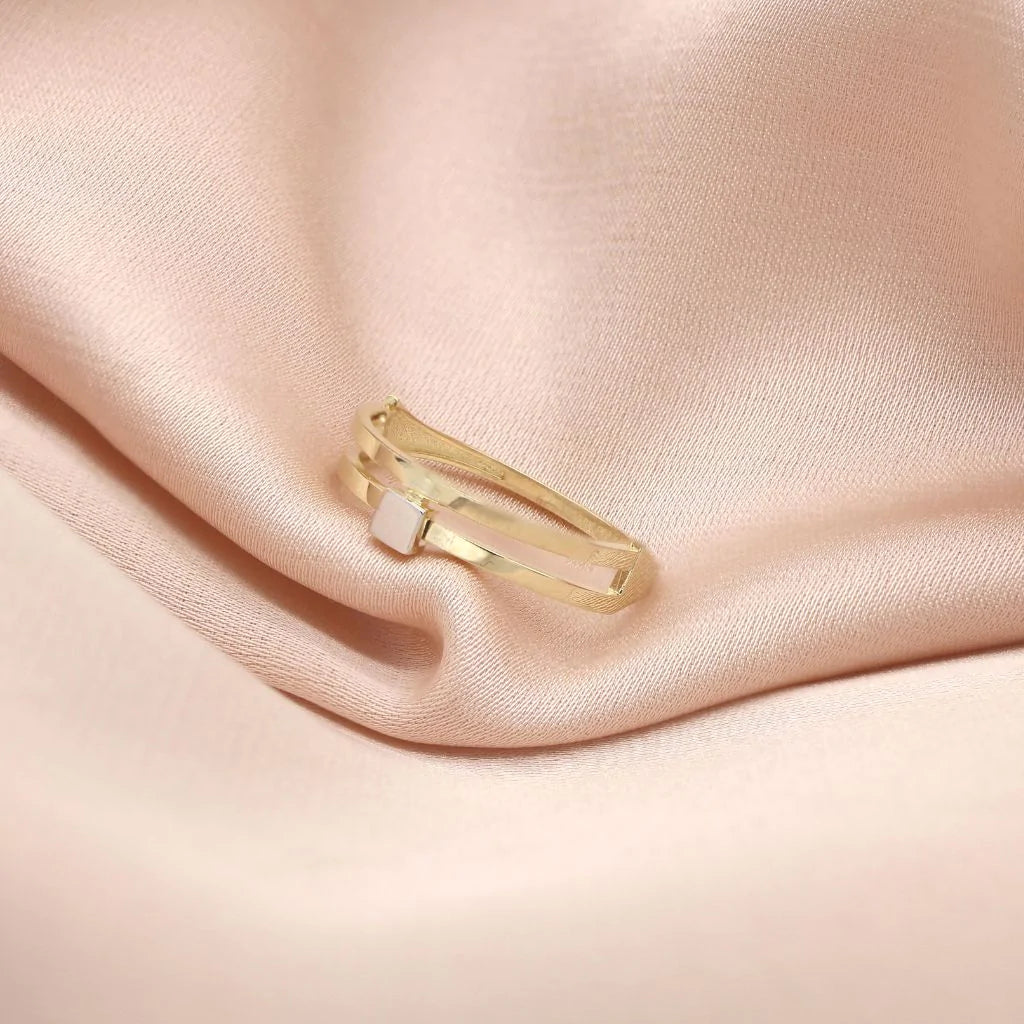 Inel Aur 14k Dublu cu Element din Aur Alb