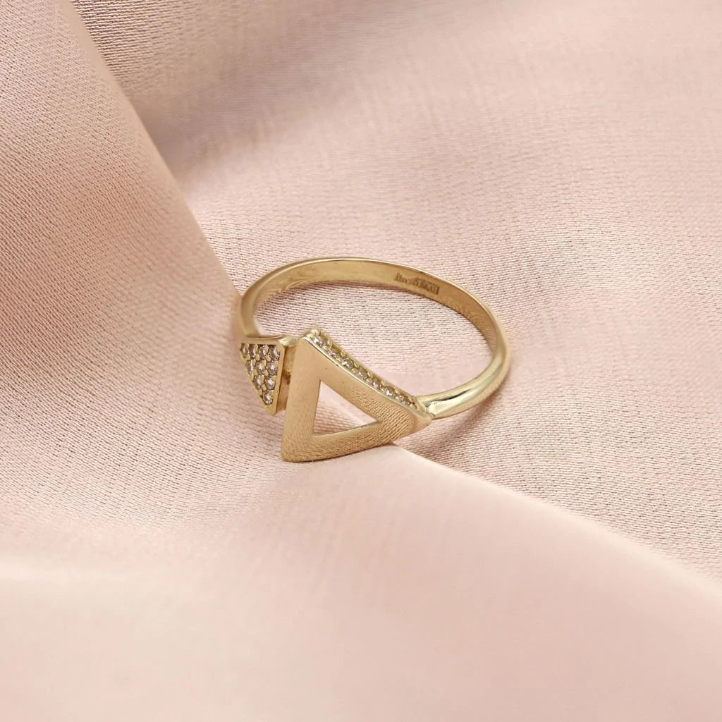 Inel Aur 14k Triunghi cu Pietre Zirconia