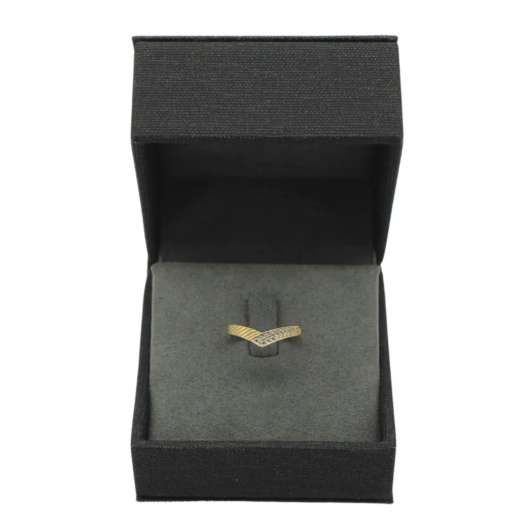 Inel Aur 14k Minimalist cu Pietre Zirconia