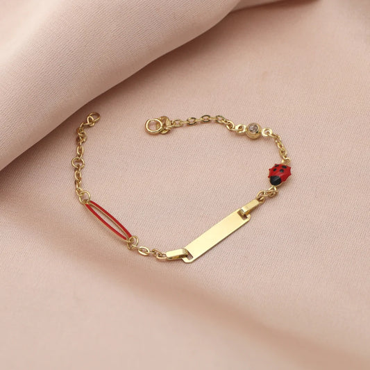Bratara Copii Aur 14k Placuta si Buburuza