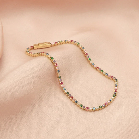 Bratara Tennis Aur 14k Pietre Multicolore 1.5 mm