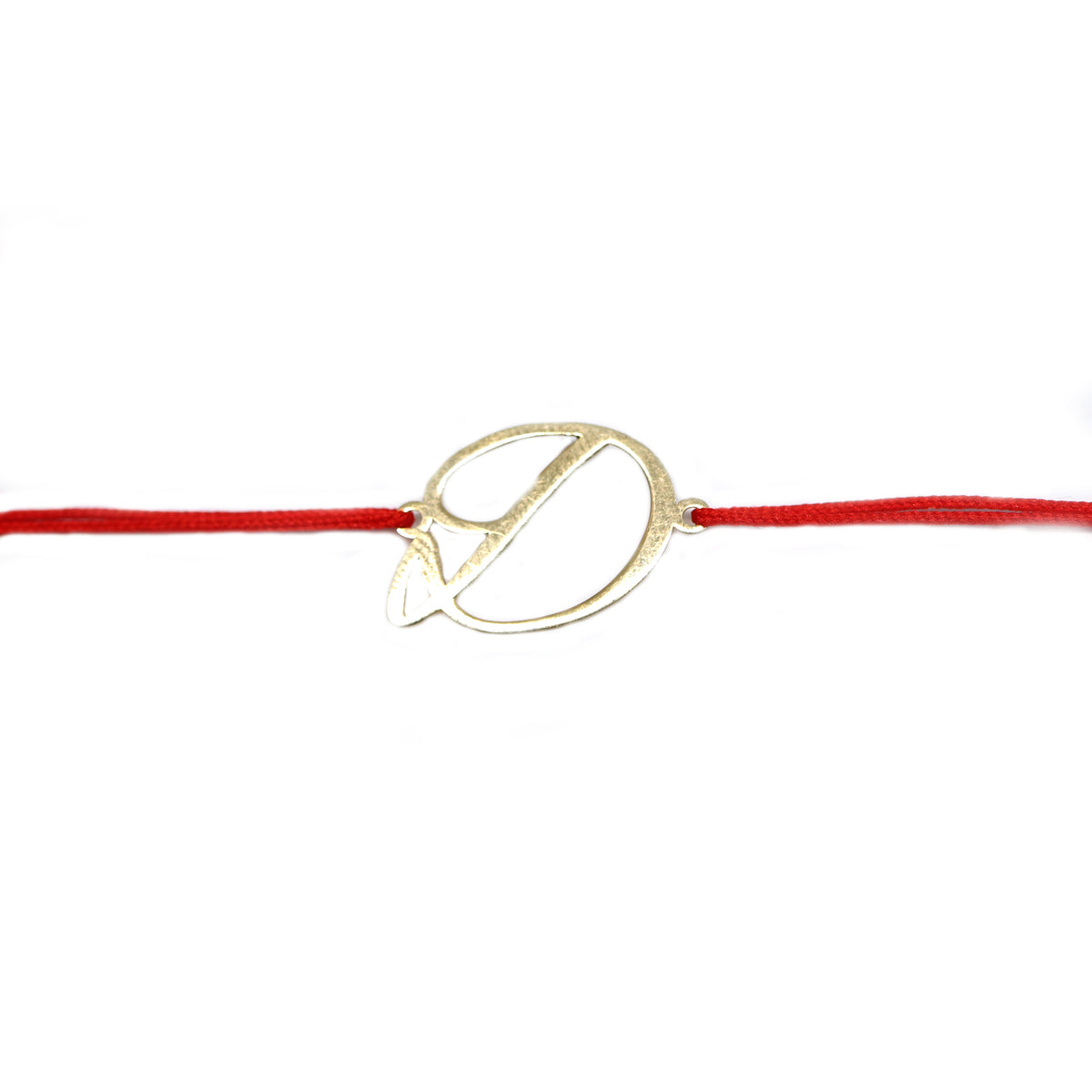 Bratara Aur 14k Snur Rosu cu Initiala D