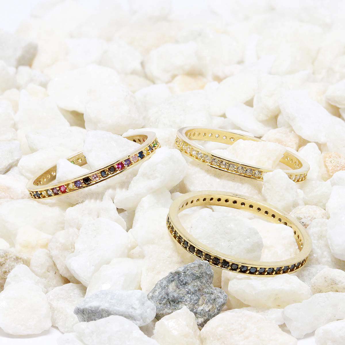 Inel Aur 14k Eternity cu Pietre Multicolore 1.5 mm - Bijuteria Cleopatra