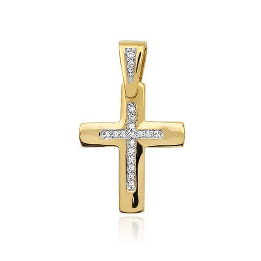 Pandantiv Cruce Aur 14k cu Diamante 0.09ct