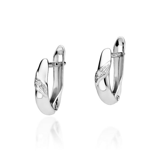 Cercei Aur Alb si Galben 14k cu Diamant 0.04ct - Bijuteria Cleopatra