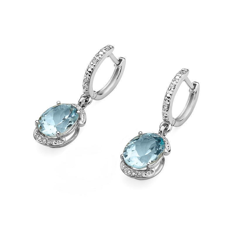 Cercei Aur 14k cu Topaz 6.00ct si Diamante 0.13ct - Bijuteria Cleopatra