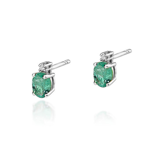 Cercei Aur 14k cu Smarald 0.80ct si Diamant 0.03ct - Bijuteria Cleopatra