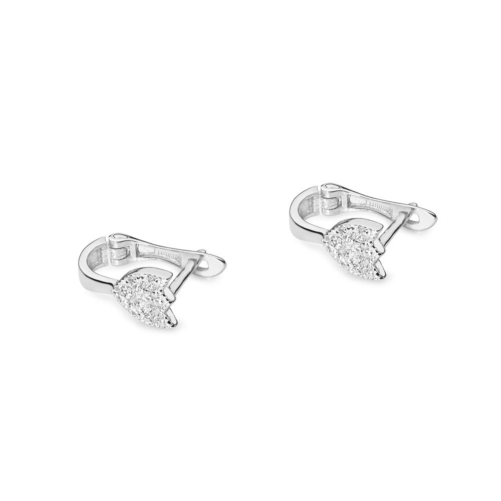 Cercei Aur Alb si Galben 14k cu Diamante 0.14ct - Bijuteria Cleopatra