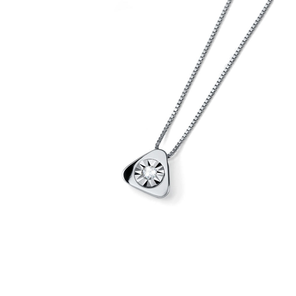 Lant Aur Alb 18k cu Diamant 0.025ct Triunghi - Bijuteria Cleopatra