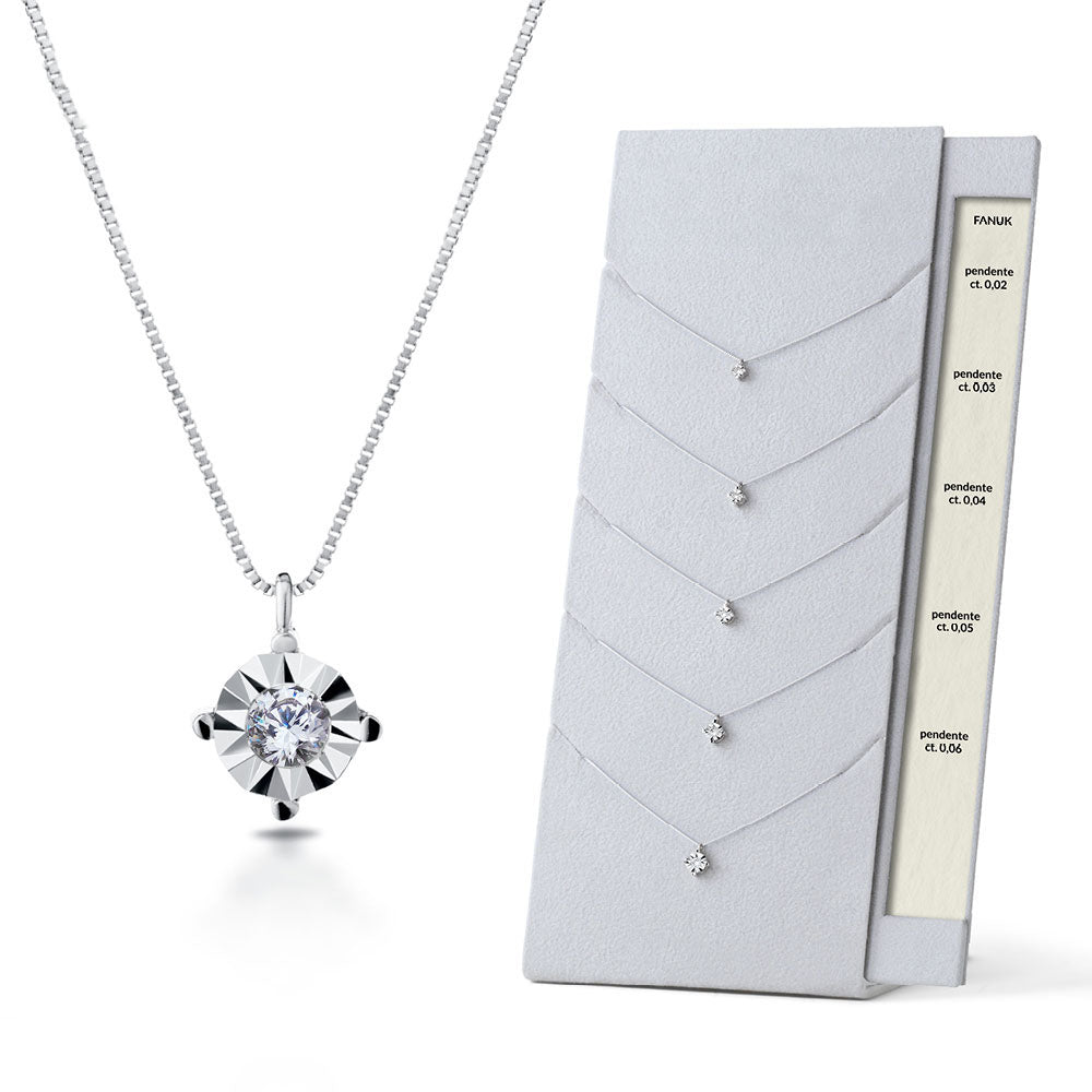 Lant Aur Alb 18k cu Pandantiv Diamant - Bijuteria Cleopatra