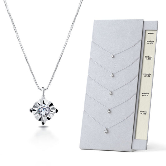 Lant Aur Alb 18k cu Pandantiv Diamant - Bijuteria Cleopatra