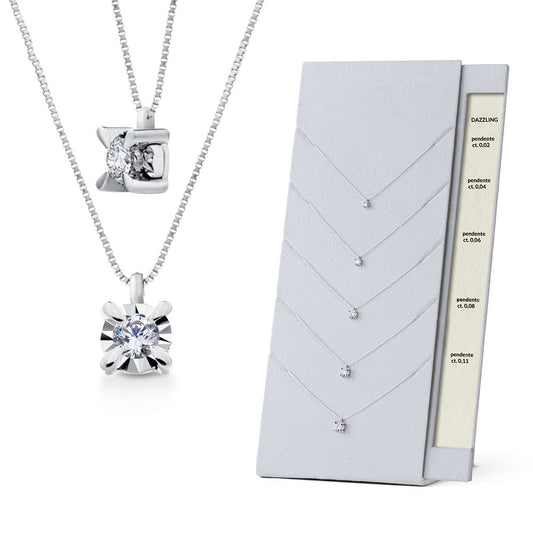 Lant Aur Alb 18k cu Pandantiv Diamant - Bijuteria Cleopatra
