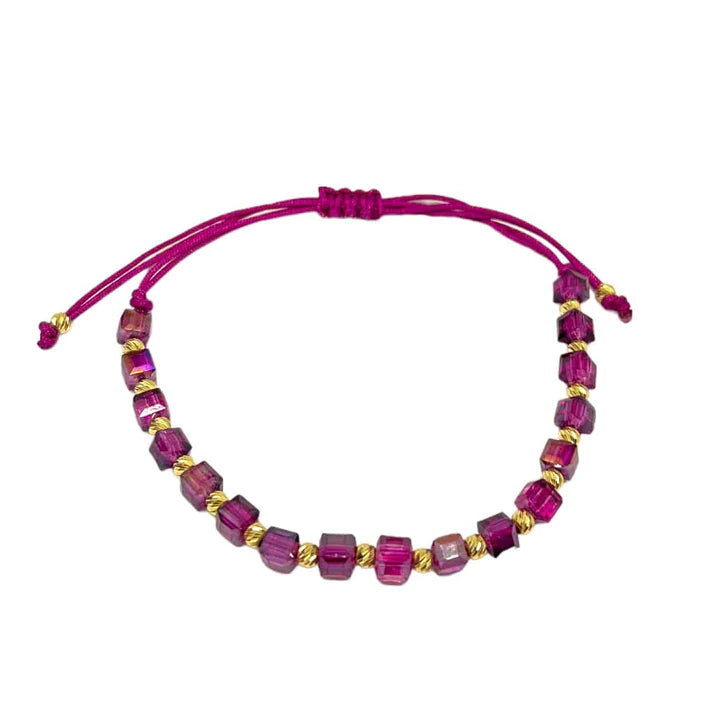 Bratara Snur cu Bile Aur 14k si Cristal Cubic Mov 4mm