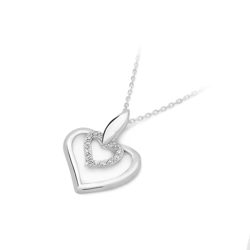 Pandantiv Inima Aur 14k cu Diamante 0.06ct - Bijuteria Cleopatra