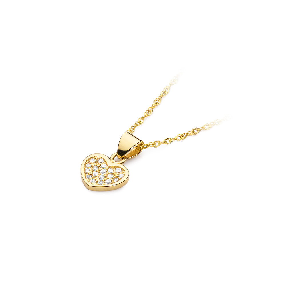 Pandantiv Inima Aur 14k cu Diamante 0.15ct - Bijuteria Cleopatra
