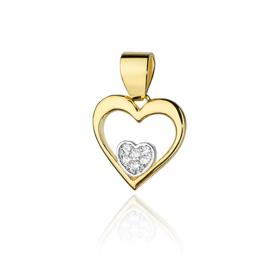 Pandantiv Inima Aur 14k cu Diamante 0.05ct