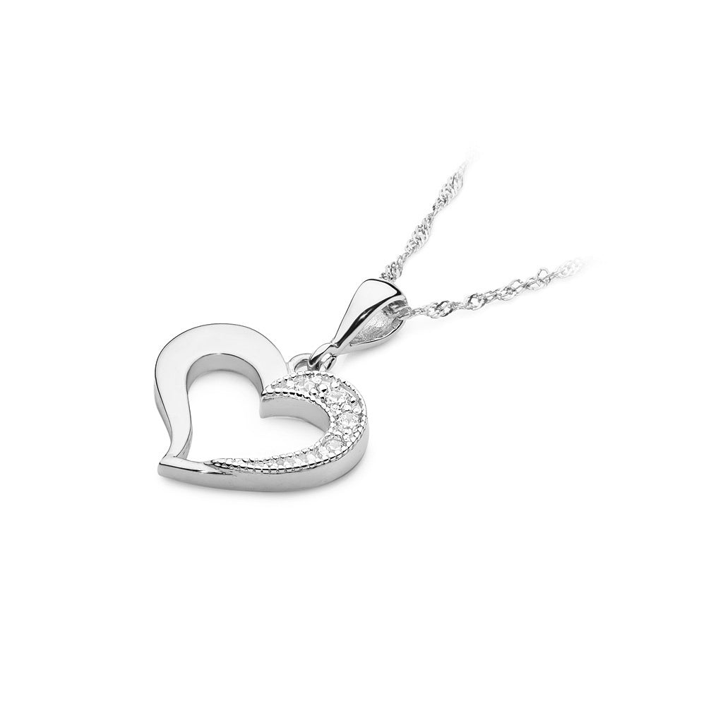 Pandantiv Inima Aur 14k cu Diamante 0.06ct - Bijuteria Cleopatra