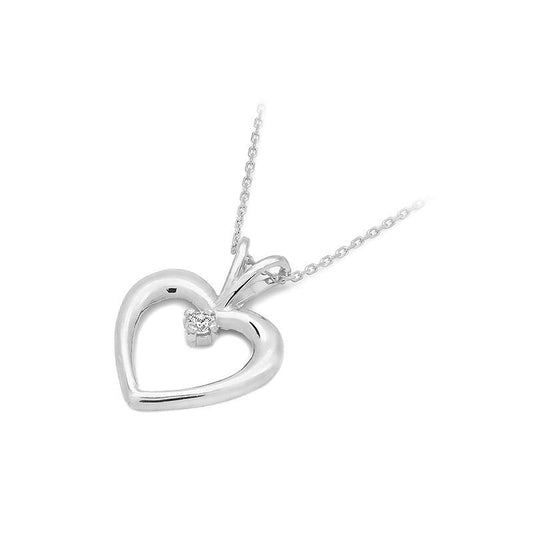 Pandantiv Inima Aur Alb 14k cu Diamant 0.04ct