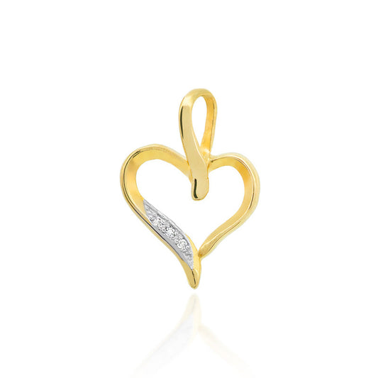 Pandantiv Inima Aur 14k cu Diamante 0.015ct - Bijuteria Cleopatra