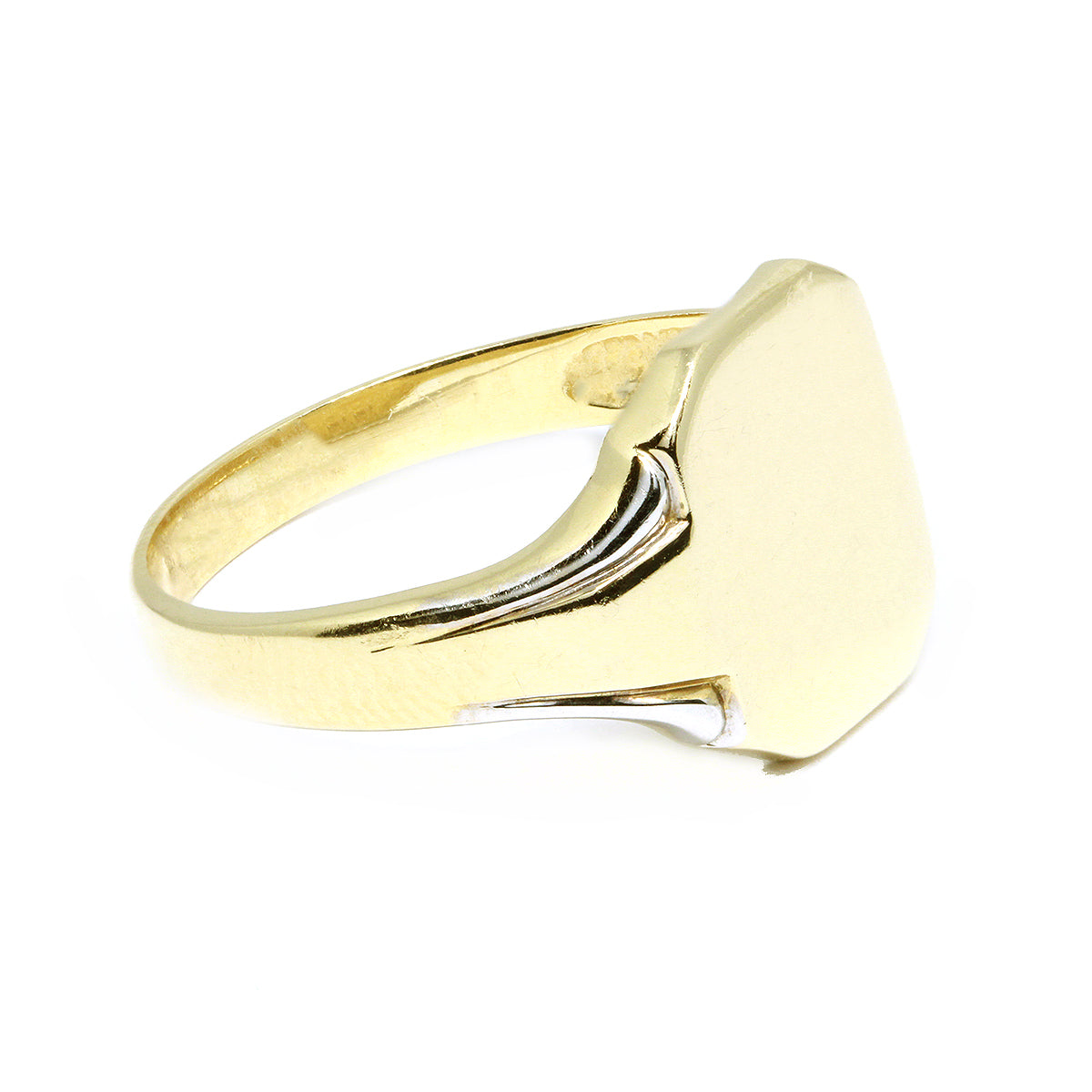 Inel Barbatesc Aur Galben si Alb 14k Patrat - Bijuteria Cleopatra