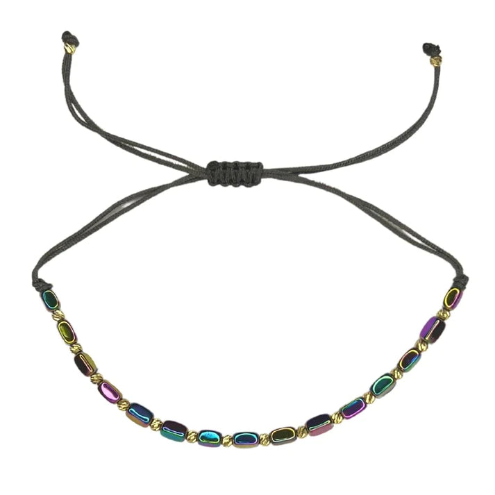 Bratara Snur cu Bile Aur 14k si Hematit Multicolor 2.5mm