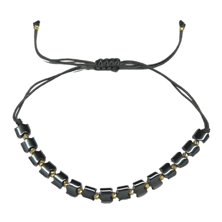 Bratara Snur cu Bile Aur 14k si Hematit 4mm