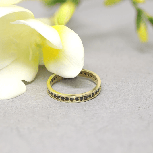 Inel Aur 14k Eternity cu Pietre Negre 3 mm - Bijuteria Cleopatra