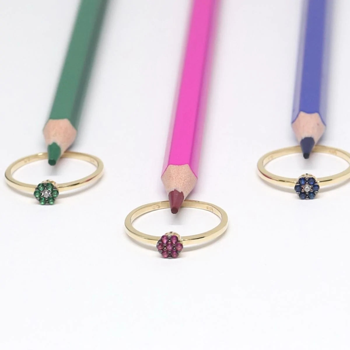 Inel Aur 14k cu Floare Albastra