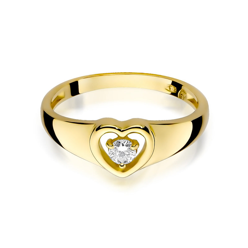 Inel de Logodna din Aur 14k Inima cu Diamant 0.10ct - Bijuteria Cleopatra