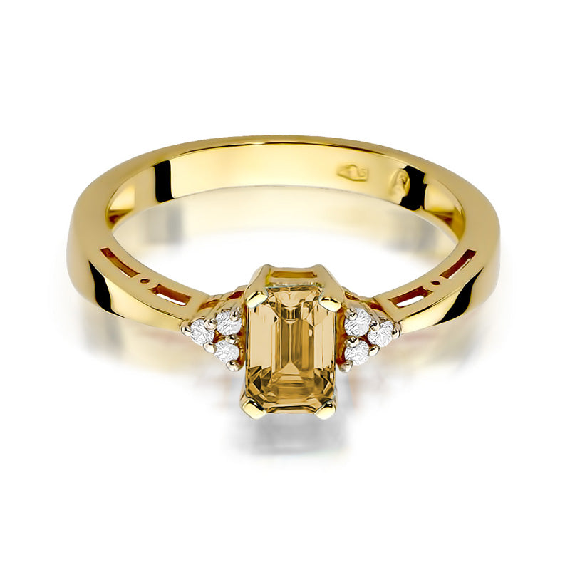 Inel de Logodna din Aur 14k cu Citrin 0.60ct si Diamante 0.03ct - Bijuteria Cleopatra