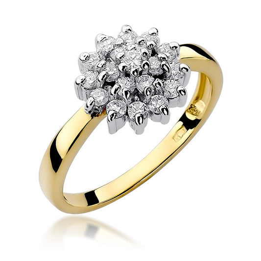 Inel de Logodna din Aur Galben 14k Floare cu Diamante 0.40ct