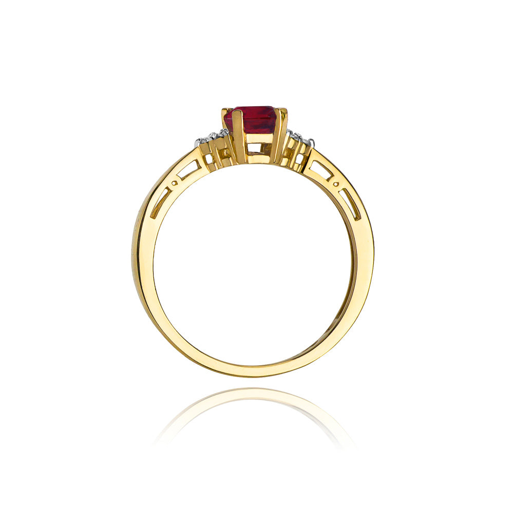 Inel de Logodna din Aur 14k cu Rubin 0.80ct si Diamante 0.03ct - Bijuteria Cleopatra