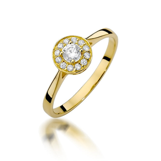 Inel de Logodna din Aur Galben 14k cu Diamante 0.25ct