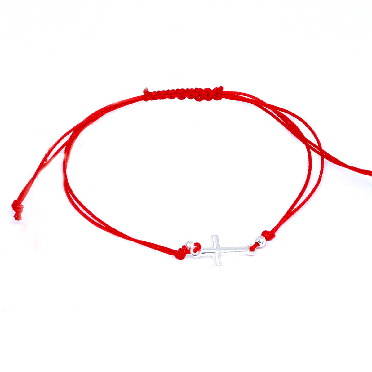 Bratara Argint Snur Rosu Cruce - Bijuteria Cleopatra