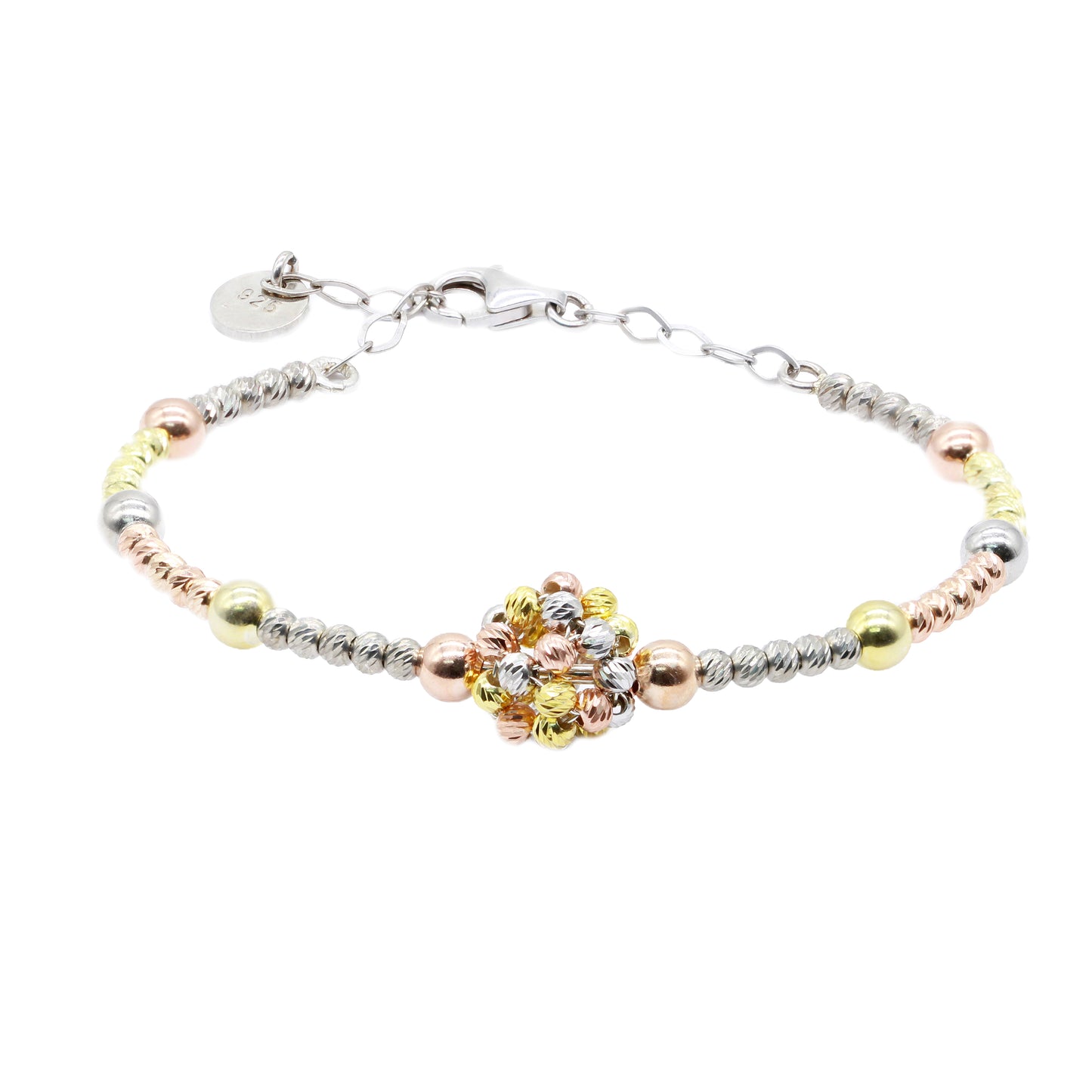 Bratara Fixa Argint Placat cu Aur cu Bilute Multicolore - Bijuteria Cleopatra