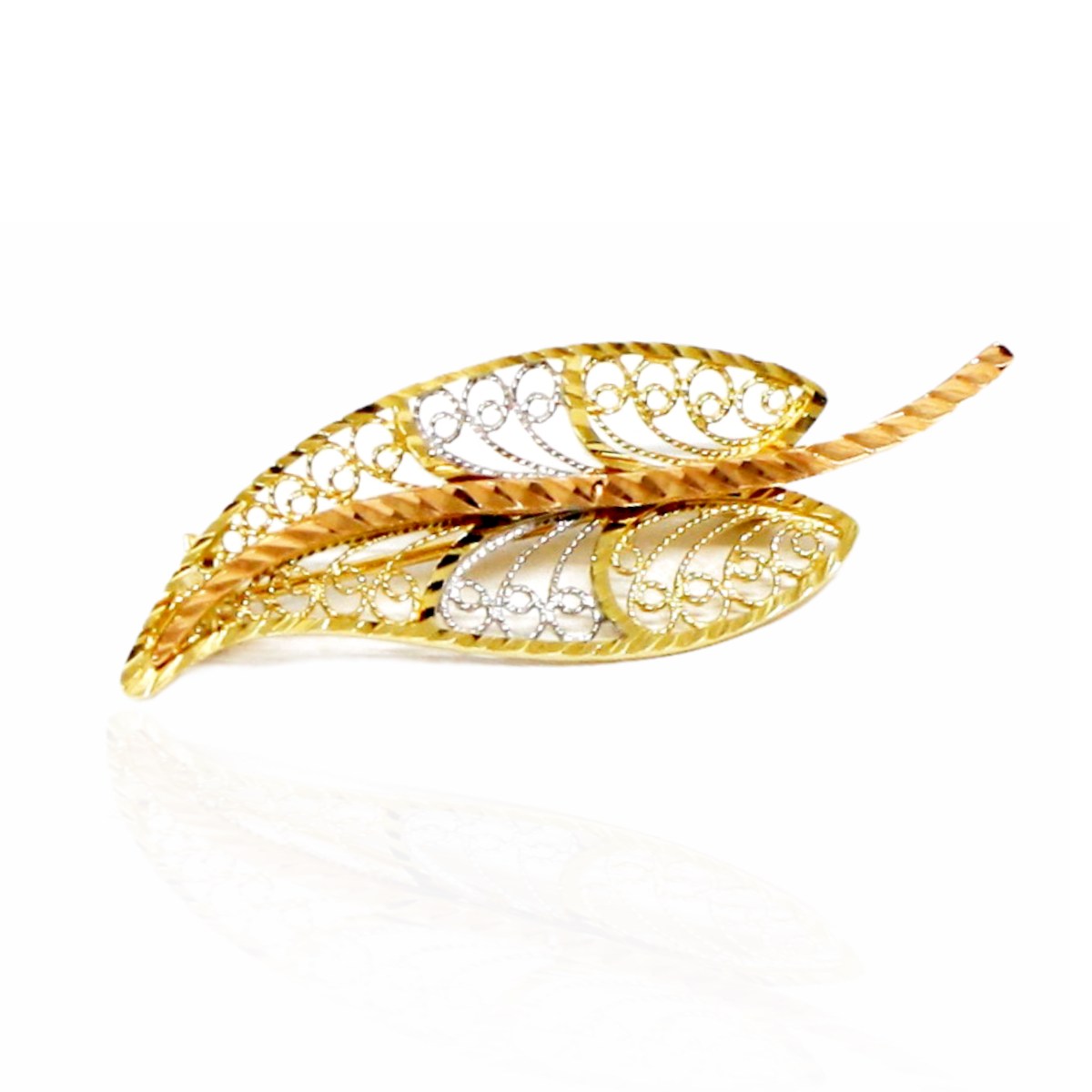 Brosa Aur 14k Frunza Filigran - Bijuteria Cleopatra