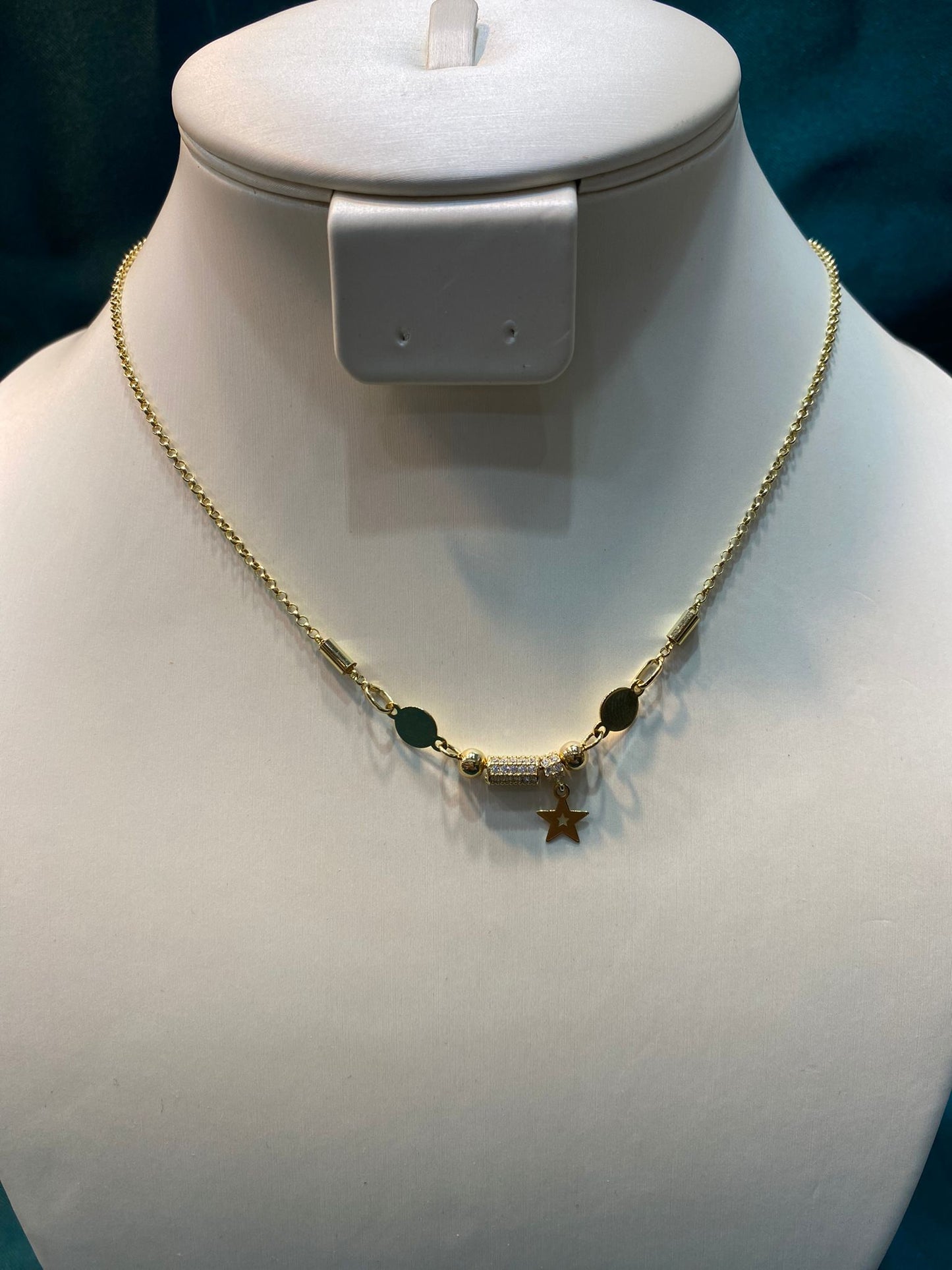 Lant Aur 14K Stea cu Pietre Zirconia