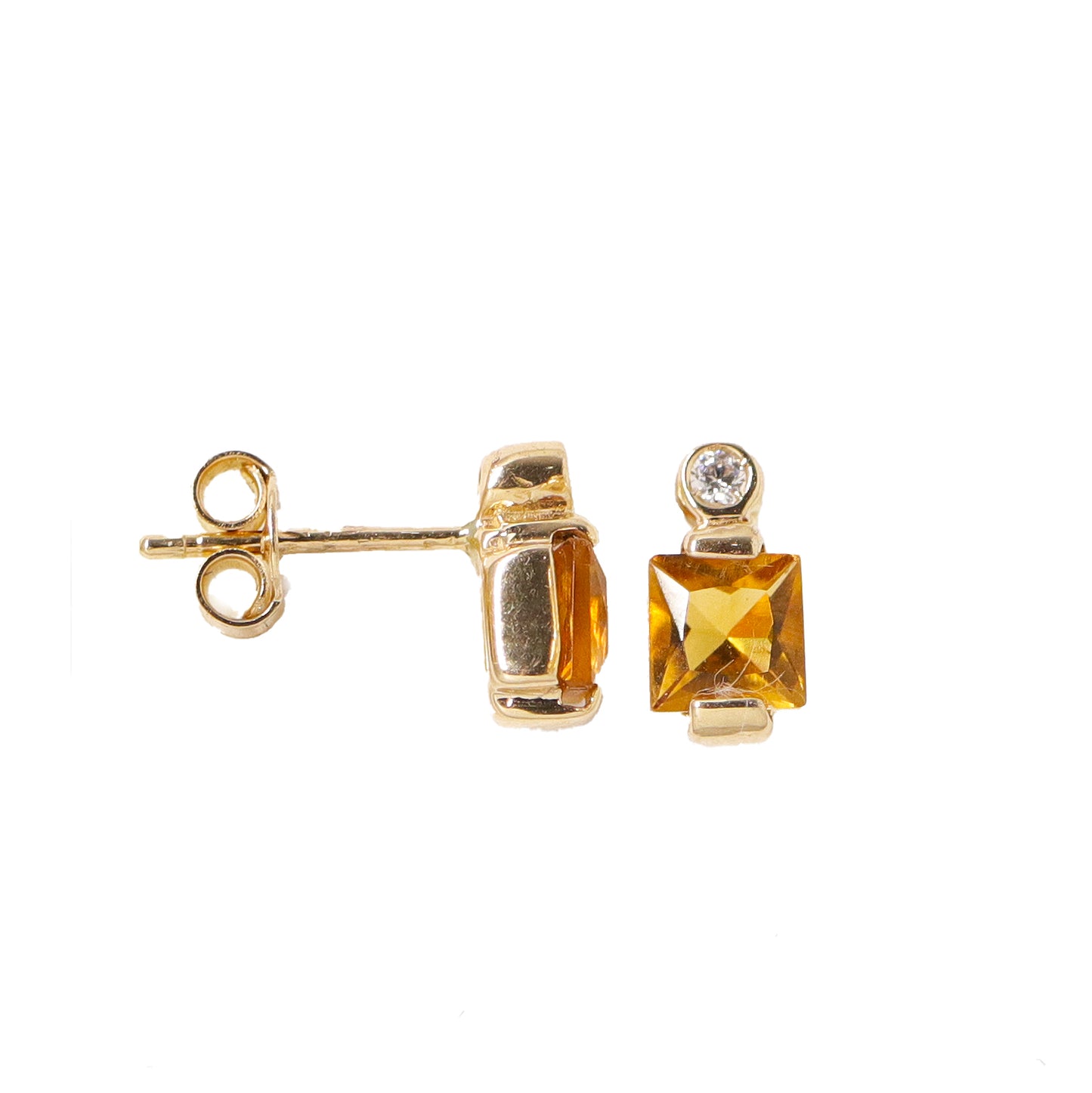 Cercei Aur 14k cu piatra Citrin si Zirconia - Bijuteria Cleopatra