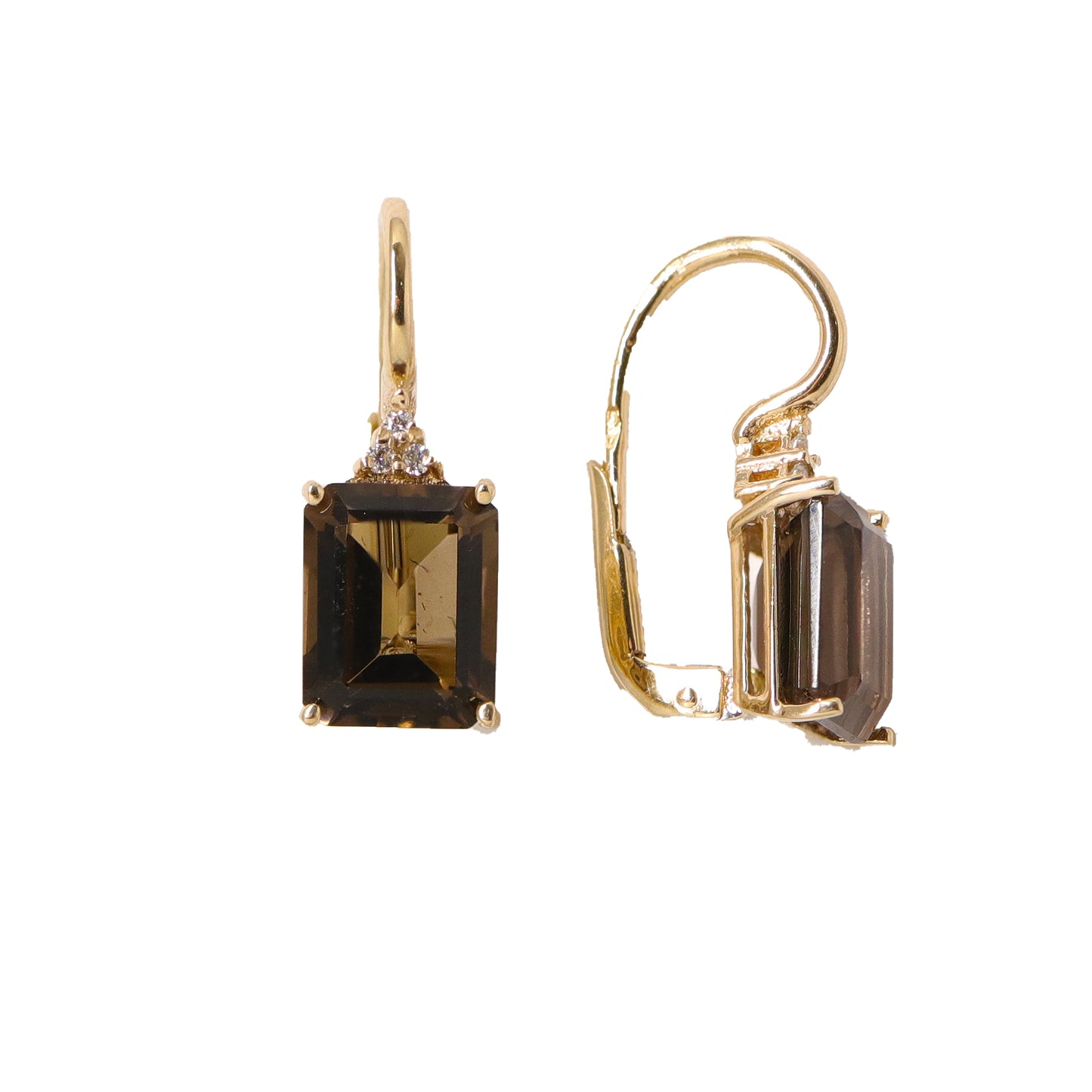 Cercei aur 14k cu piatra Cuart Fumuriu si Zirconia - Bijuteria Cleopatra