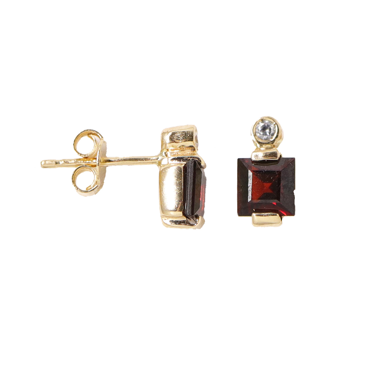 Cercei aur 14k cu piatra Granat si Zirconia - Bijuteria Cleopatra