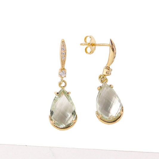 Cercei aur 14k cu Piatra Topaz si Zirconia - Bijuteria Cleopatra