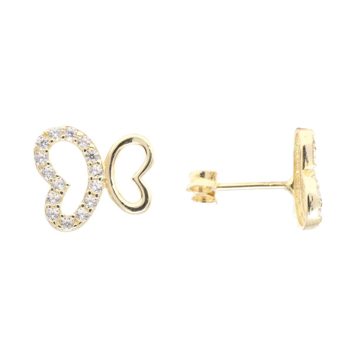 Cercei Aur 14k Fluturasi cu Pietre Zirconia Albe - Bijuteria Cleopatra