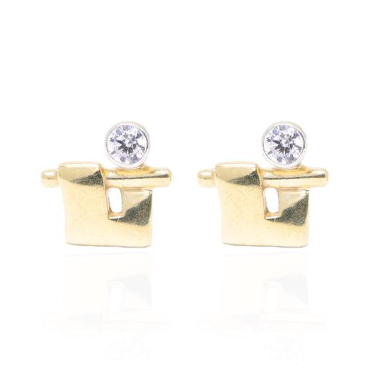 Cercei Aur 14k Minimalisti cu Zirconiu Alb - Bijuteria Cleopatra