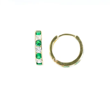 Cercei Copii Aur 14k cu Pietre Albe si Verzi - Bijuteria Cleopatra