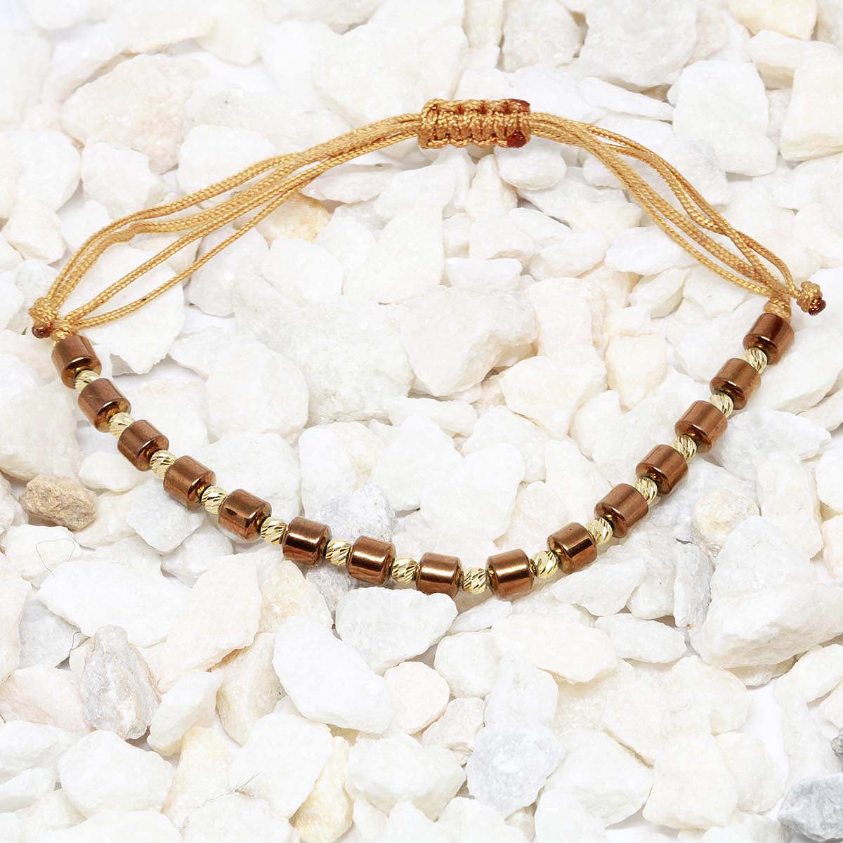 Bratara Snur Bile Aur 14k si Hematit Maro - Bijuteria Cleopatra