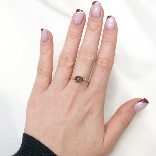 Inel Aur 14k cu Piatra Cuart Fumuriu - Bijuteria Cleopatra