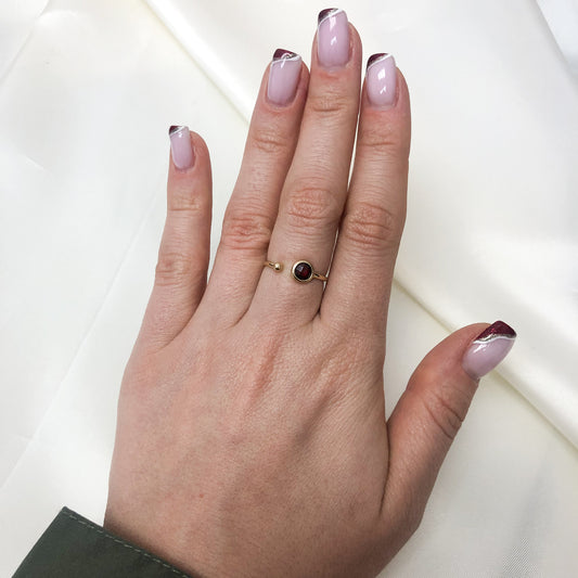 Inel Aur 14k Ajustabil cu Piatra Rosie - Bijuteria Cleopatra