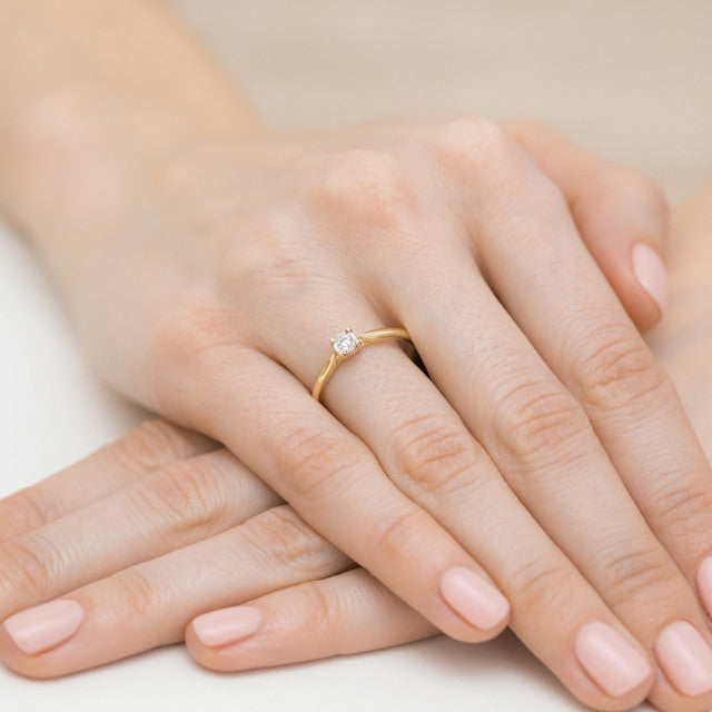 Inel de Logodna din Aur Galben 14k cu Diamant 0.08ct