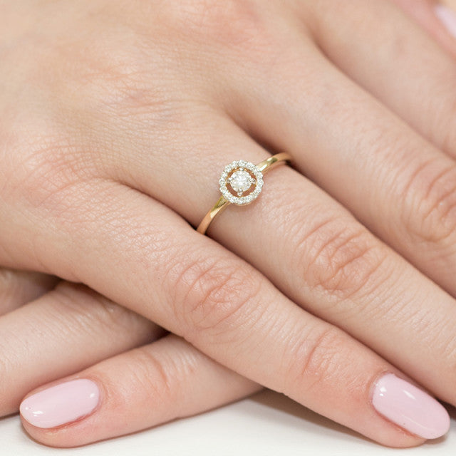 Inel de Logodna din Aur Galben 14k cu Diamante 0.21ct