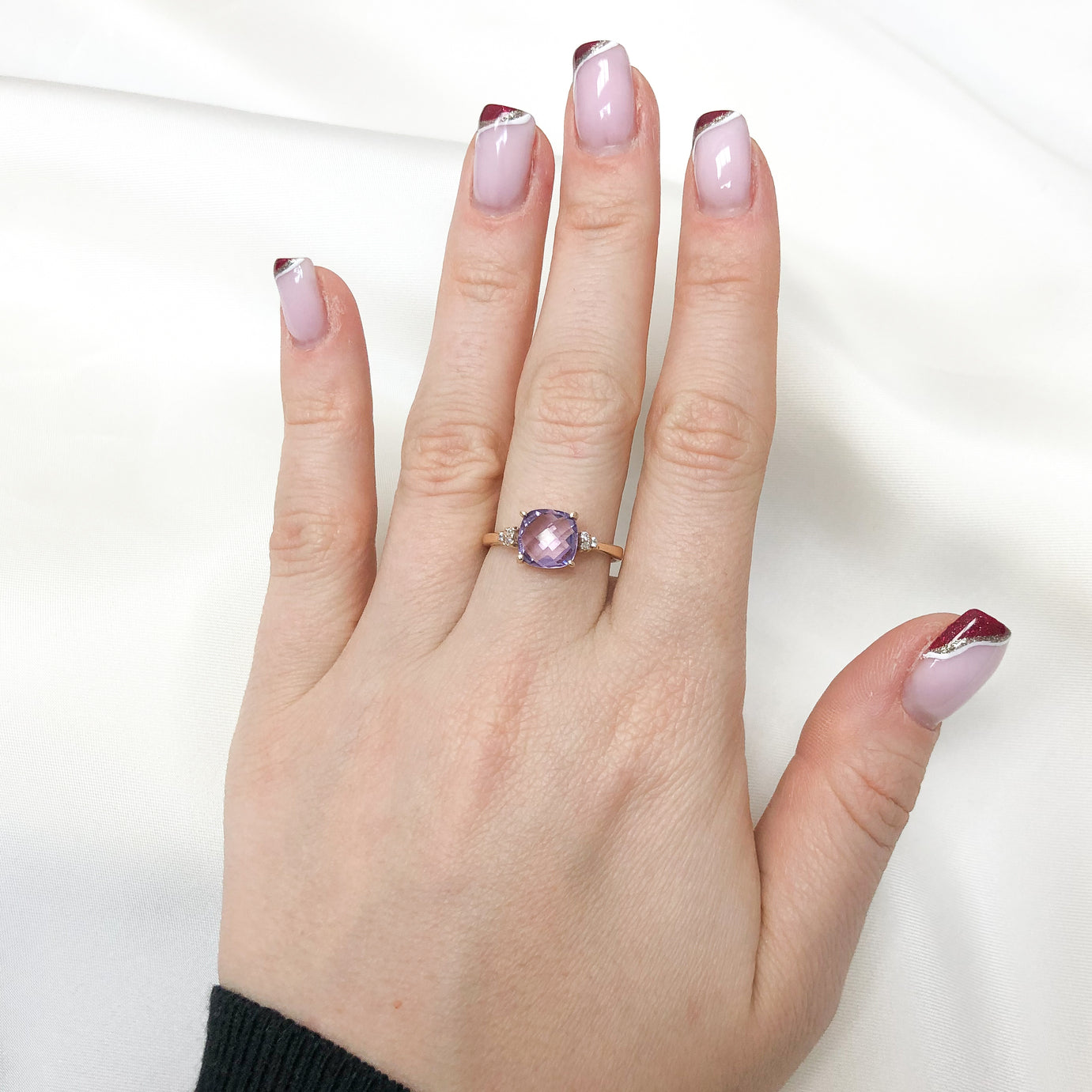 Inel Aur 14k cu Piatra Ametist si Zirconiu - Bijuteria Cleopatra